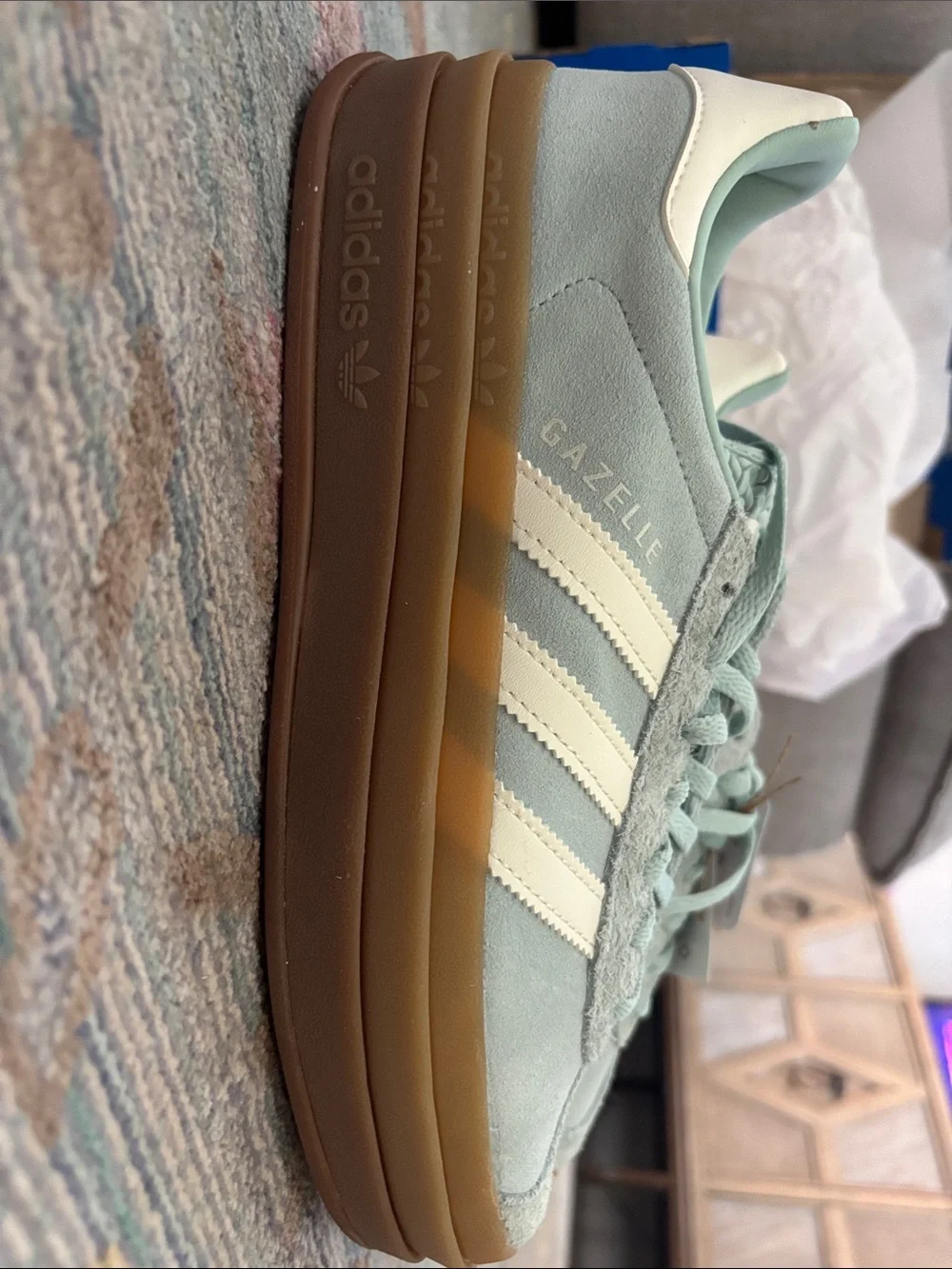 adidas Light Mint Green Platform Sneaker with Gum Sole